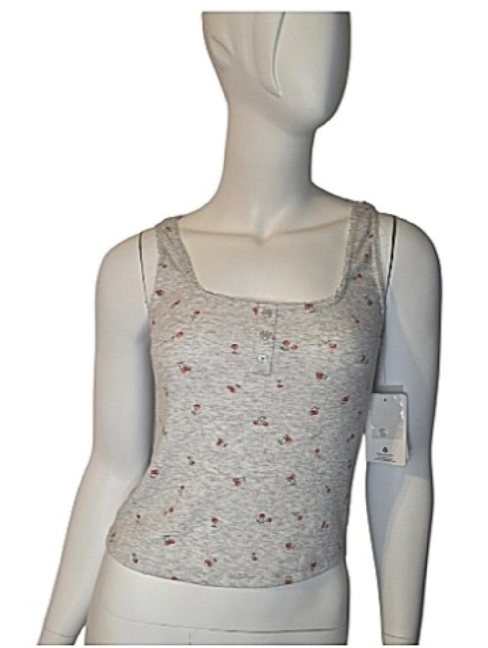 NWT! Pink Republic Cherry Print Ribbed Henley Tank Top Size S
